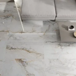 Rentside Carrelage sol blanc brillant poli l.120 x L.60 cm LUANDA