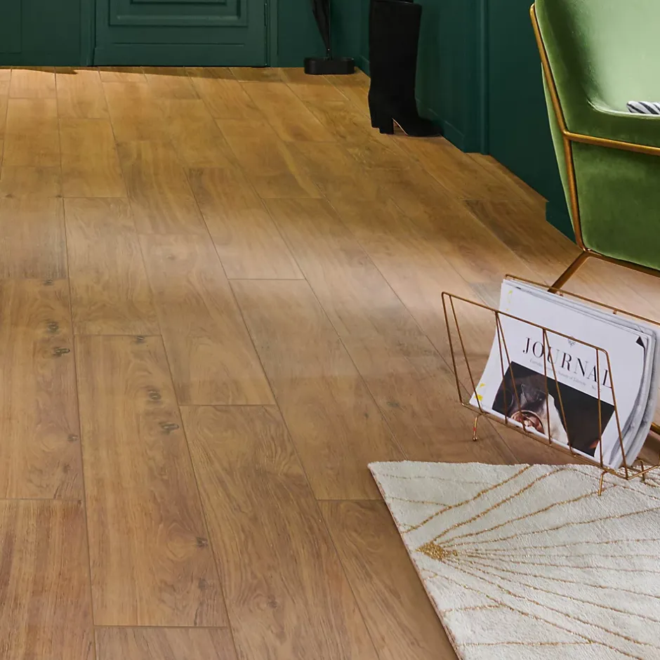 Colours Carrelage sol effet bois brut miel L.120 x l.20 cm x ép.10 mm, Rustic Wood