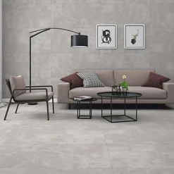 Carrelage sol effet béton gris clair l.120 x L.60 cm Orion bianco-Rentside Discount