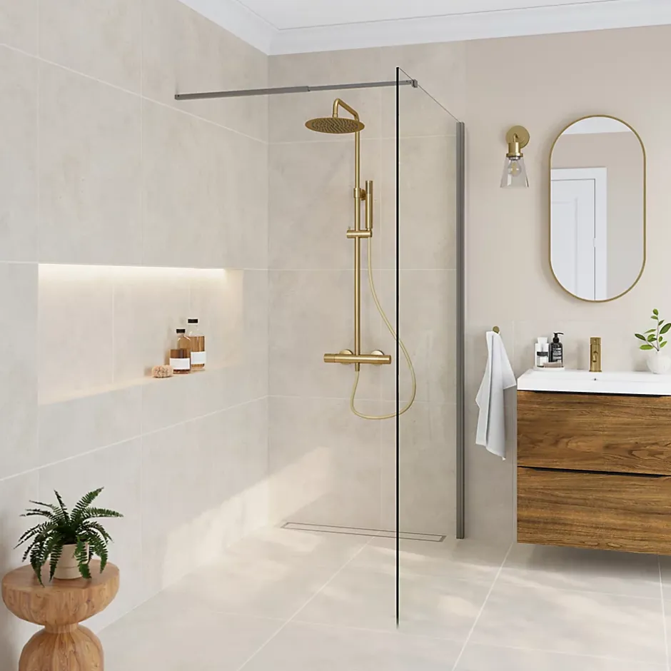 Carrelage sol effet béton ivoire L.61,6 x l.61,6 cm x ép.7,4 mm, Konkrete-GoodHome Outlet