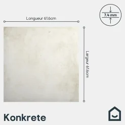 Carrelage sol effet béton ivoire L.61,6 x l.61,6 cm x ép.7,4 mm, Konkrete-GoodHome Outlet