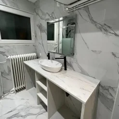 Rentside Carrelage sol effet marbre brillant blanc l.120 x L.60 cm Calacatta