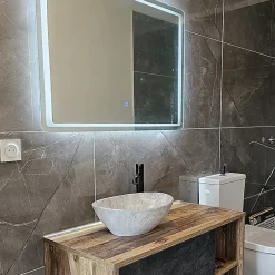 Carrelage sol effet marbre brillant gris l.120 x L.60 cm Ferro Dark-Rentside Online