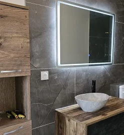 Carrelage sol effet marbre brillant gris l.120 x L.60 cm Ferro Dark-Rentside Online