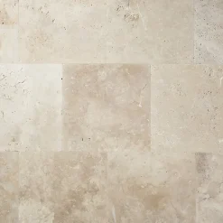 GoodHome Carrelage sol et mur beige 40 x 40 cm Travertino pierre naturelle