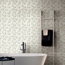 Carrelage sol et mur blanc Floral 60 x 120 cm