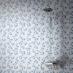 Carrelage sol et mur bleu Floral 60 x 120 cm