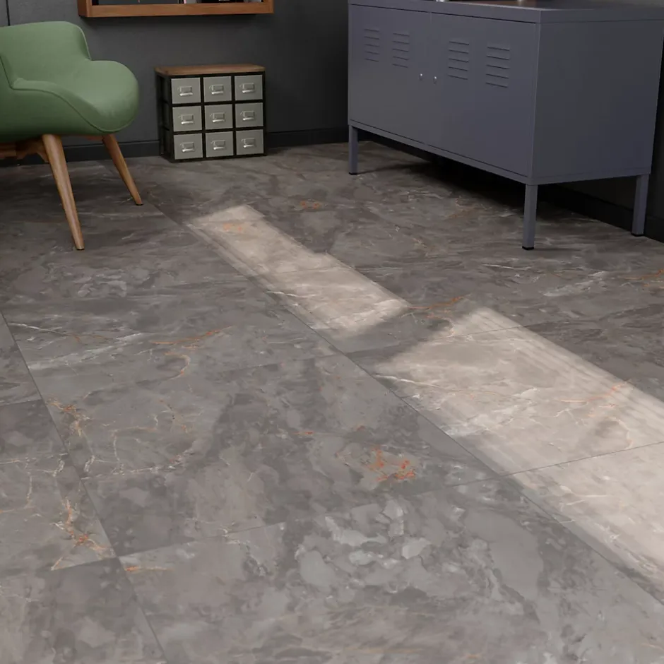 GoodHome Carrelage sol et mur effet pierre gris mat L.60 x l.60 cm x ép.8,2 mm, Zerlina