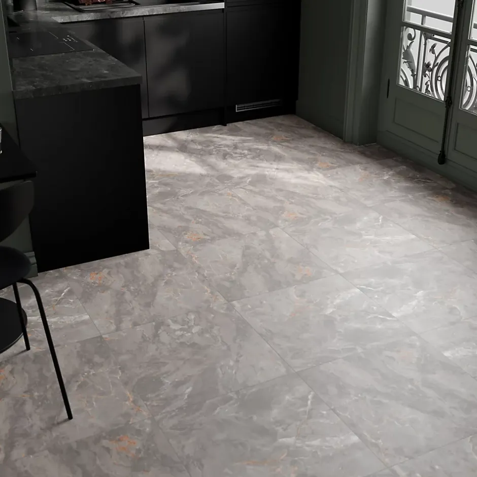 GoodHome Carrelage sol et mur effet pierre gris mat L.60 x l.60 cm x ép.8,2 mm, Zerlina