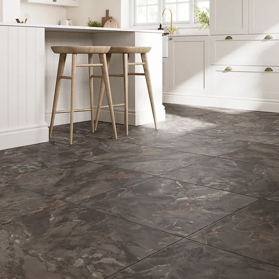 GoodHome Carrelage sol et mur effet pierre gris mat L.60 x l.60 cm x ép.8,2 mm, Zerlina