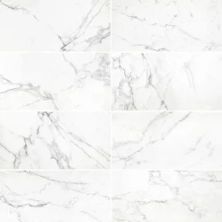 GoodHome Carrelage sol et mur effet marbre blanc brillant L.61,3 x l.30,3 cm x ép.9 mm, Aruma
