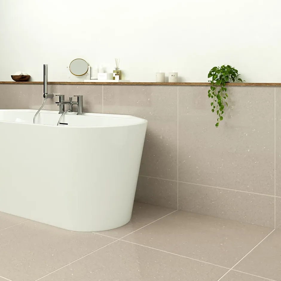 Carrelage sol et mur effet marbre beige brillant L.60 x l.60 cm x ép.8 mm, Musetta-GoodHome Outlet