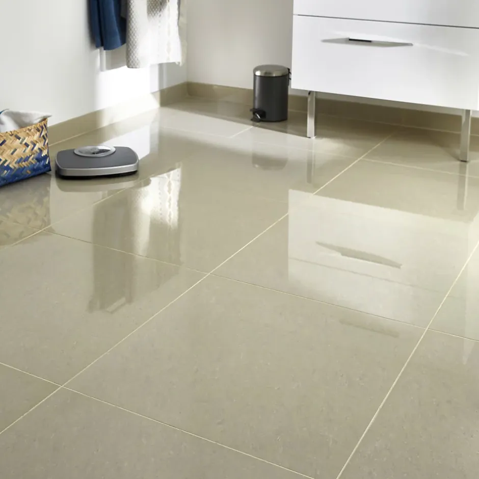 Carrelage sol et mur effet marbre beige brillant L.60 x l.60 cm x ép.8 mm, Musetta-GoodHome Outlet