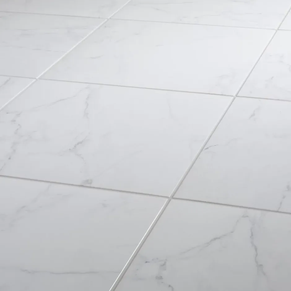 GoodHome Carrelage sol et mur effet marbre blanc brillant L.45 x l.45 cm x ép.9,5 mm, Aruma