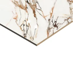 Carrelage sol et mur effet marbre blanc et rouge brillant L.60,8 x l.60,8 cm x ép.8,5 mm, Aruma-GoodHome Discount