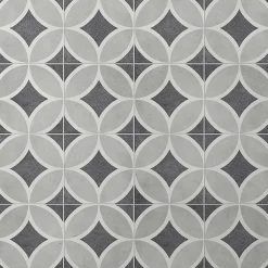 Carrelage sol et mur effet carreaux de ciment tons gris L.45 x l.45 cm x ép.9,5 mm, Mediterranea Toscana-Mykonos Outlet