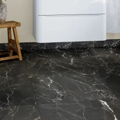 GoodHome Carrelage sol et mur effet marbre anthracite brillant L.60,8 x l.60,8 cm x ép.8,5 mm, Aruma