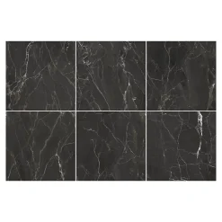 GoodHome Carrelage sol et mur effet marbre anthracite brillant L.60,8 x l.60,8 cm x ép.8,5 mm, Aruma