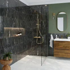 Carrelage sol et mur effet marbre anthracite brillant L.61,3 x l.30,3 cm x ép.9 mm, Aruma-GoodHome Sale