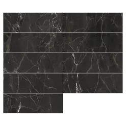 Carrelage sol et mur effet marbre anthracite brillant L.61,3 x l.30,3 cm x ép.9 mm, Aruma-GoodHome Sale