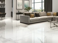 Carrelage sol et mur effet marbre blanc L.120 x l.60 cm x ép.9,4 mm, Pulido- Outlet