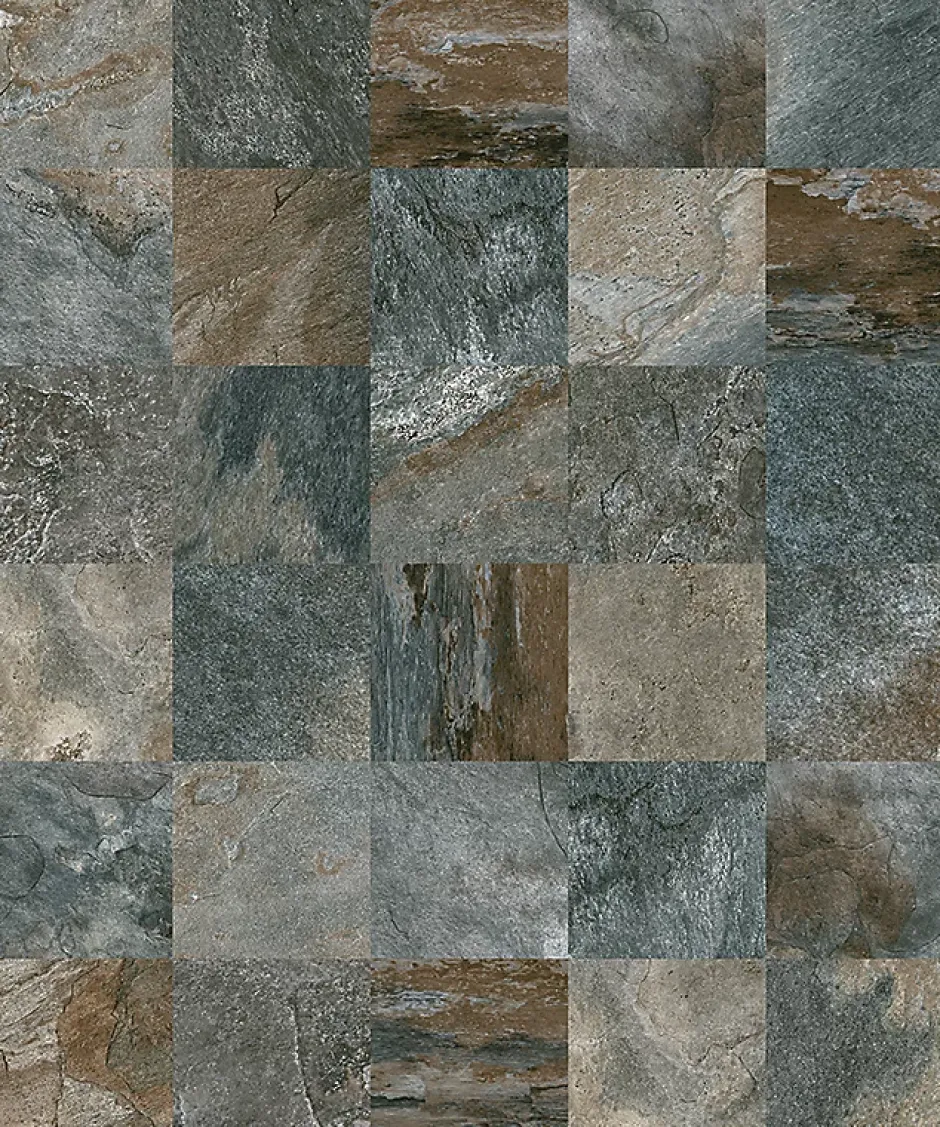 Carrelage sol et mur effet pierre oxydée L.20 x l.20 cm x ép.9,5 mm, Denali- Hot