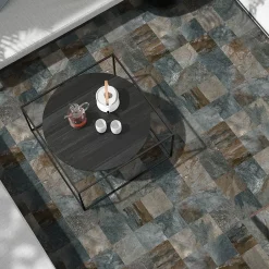 Carrelage sol et mur effet pierre oxydée L.20 x l.20 cm x ép.9,5 mm, Denali- Hot