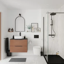 Carrelage sol et mur effet marbre blanc brillant L.60,8 x l.60,8 cm x ép.8,5 mm, Aruma-GoodHome Outlet