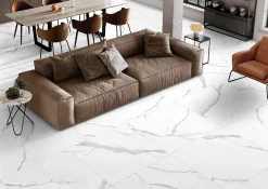 Carrelage sol et mur effet marbre blanc mat L.90 x l.90 cm x ép.9 mm, Palazzo