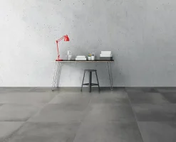 Carrelage sol et mur effet béton anthracite mat L.71 x l.71 cm x ép.9,5 mm, Metro