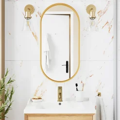 GoodHome Carrelage sol et mur effet marbre blanc et doré brillant L.60,8 x l.60,8 cm x ép.8,5 mm - lot de 4, Aruma