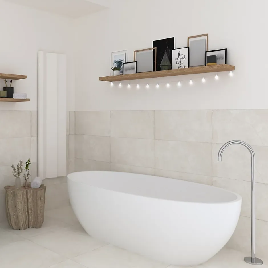 Gresmalt Carrelage sol et mur en grès cérame émaillé effet pierre beige mat L.60 x l.30 cm x ép.7,4 mm, Flora