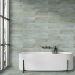 Gresmalt Carrelage sol et mur en grès cérame émaillé effet béton vert sauge mat L.60 x l.30 cm x ép.7,4 mm, Upper