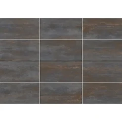 Gresmalt Carrelage sol et mur en grès cérame émaillé effet béton noir mat oxydé L.60 x l.30 cm x ép.7,4 mm, Upper