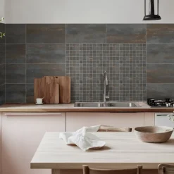 Gresmalt Carrelage sol et mur en grès cérame émaillé effet béton noir mat oxydé L.60 x l.30 cm x ép.7,4 mm, Upper