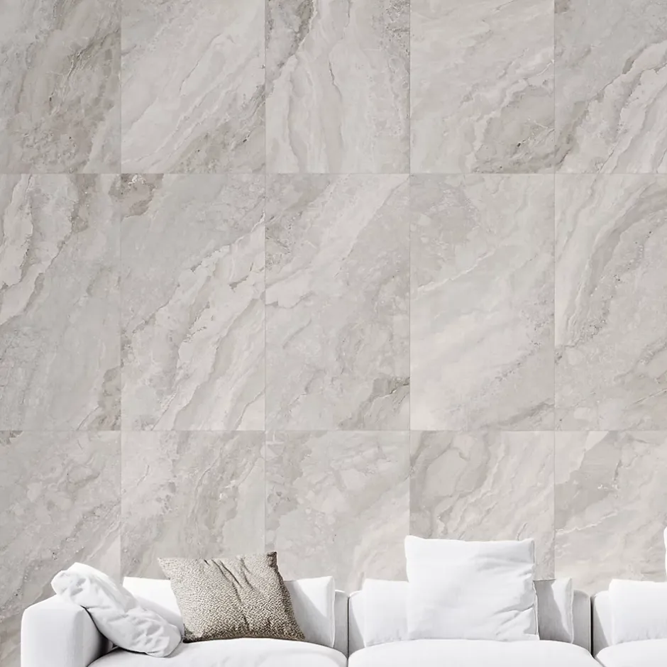 Carrelage sol et mur gris perle brillant Mineral 90 x 180 cm