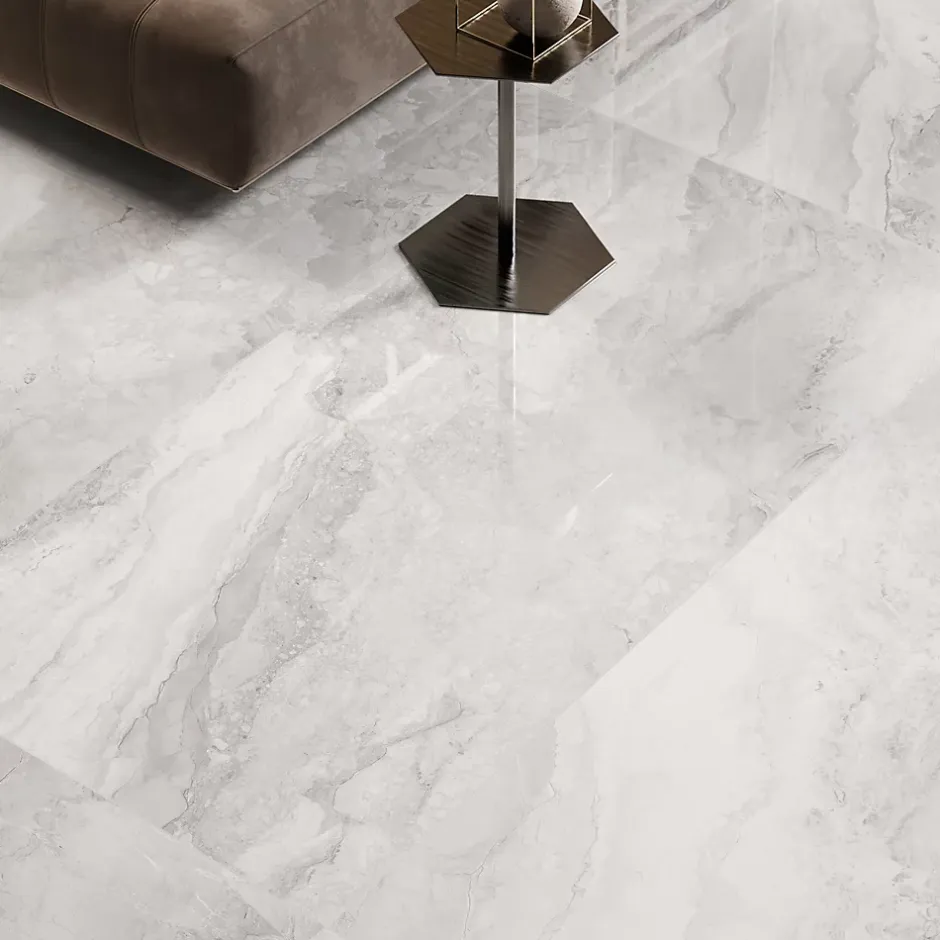 Carrelage sol et mur gris perle brillant Mineral 60 x 120 cm