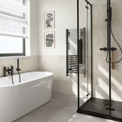 Carrelage sol et mur gris clair effet béton L.59,5 x l.59,5 cm x ép.8,7 mm, Arina-GoodHome Discount