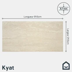 GoodHome Carrelage sol et mur intérieur beige effet pierre L.59,5 x l.29,5 cm x ép.8,7 mm, Kyat