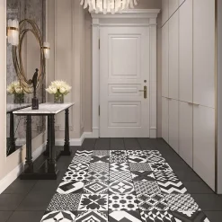 Carrelage sol et mur intérieur effet carreaux de ciment noirs et blancs L.20 x l.20 cm x ép.7,4 mm, Glamour Slate Mix- Outlet