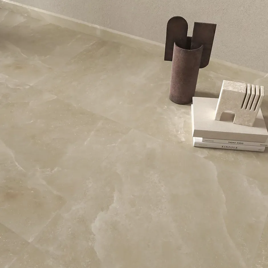 Carrelage sol et mur intérieur grège effet pierre L.60,4 x l.60,4 cm x ép.7,4 mm, Himalaya