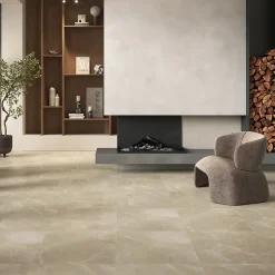 Carrelage sol et mur intérieur grège effet pierre L.60,4 x l.60,4 cm x ép.7,4 mm, Himalaya