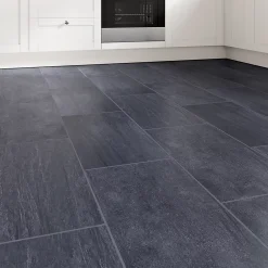 Carrelage sol et mur intérieur noir effet pierre L.60 x l.30 cm x ép.9,5 mm, Oikos-GoodHome New