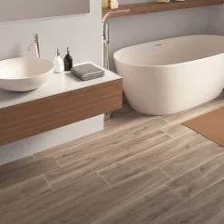 Ecoceramic Carrelage sol et mur intérieur effet bois taupe mat L.120 x l.20 cm x ép.9 mm, Urbanwood