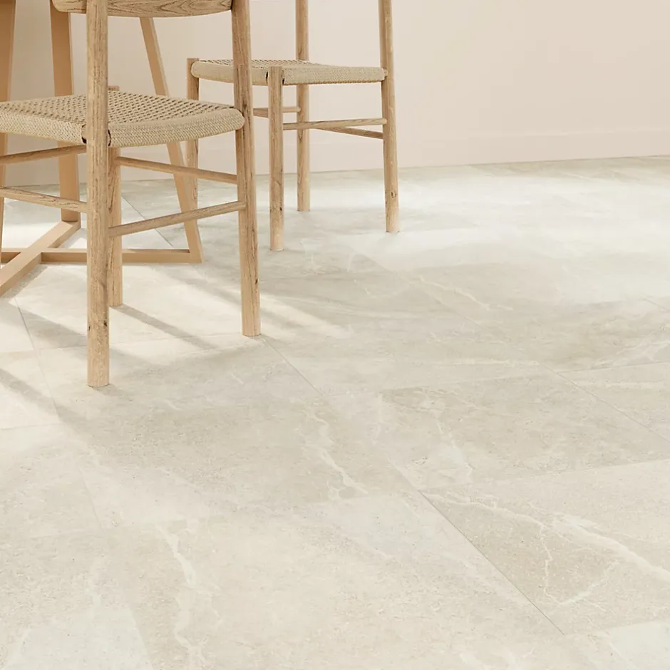 GoodHome Carrelage sol et mur intérieur beige effet pierre L.45 x l.45 cm x ép.9,1 mm, Limo Mocca