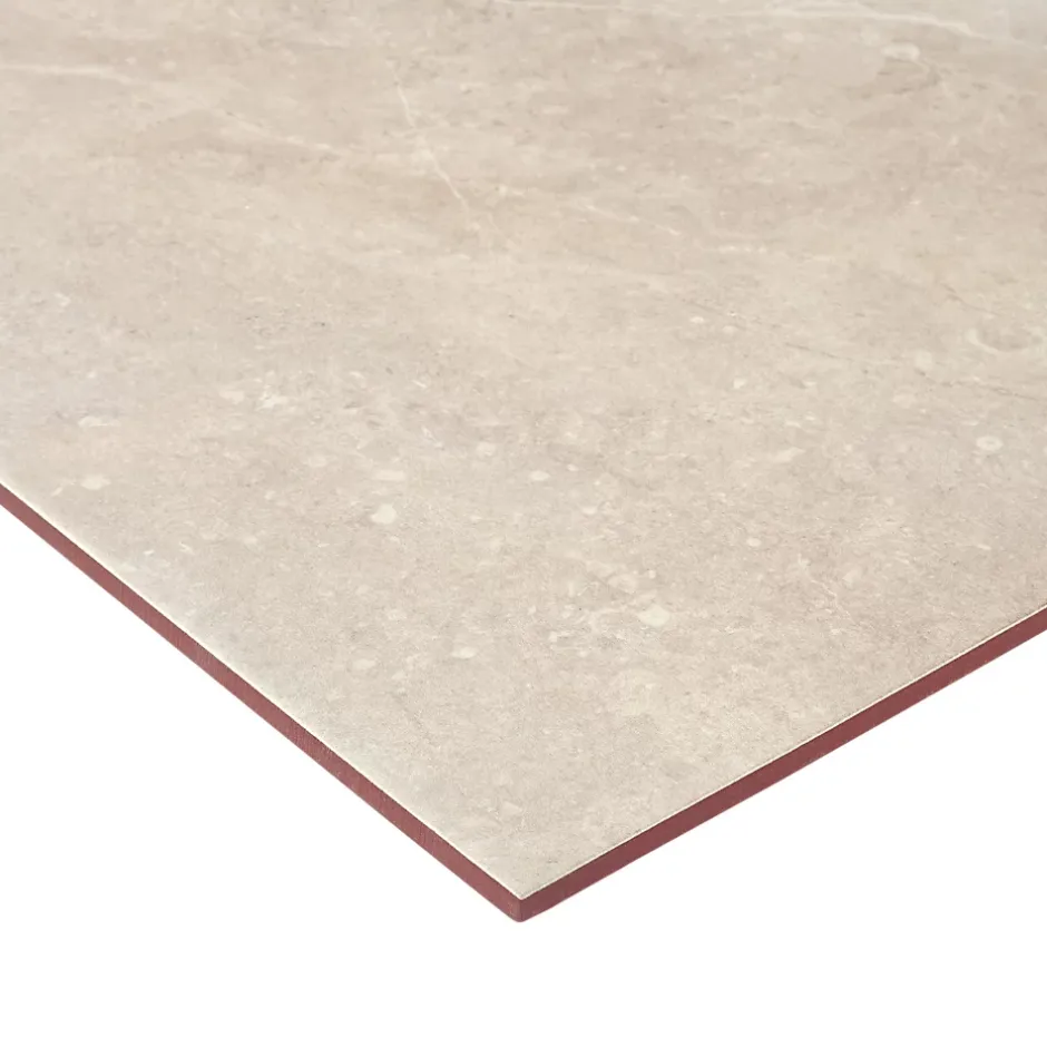 GoodHome Carrelage sol et mur intérieur beige effet pierre L.45 x l.45 cm x ép.9,1 mm, Limo Mocca