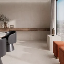 Carrelage sol et mur intérieur en grès cérame émaillé effet pierre beige mat L.60 x l.60 cm x ép.8,5 mm, Basilea-Ecoceramic Hot