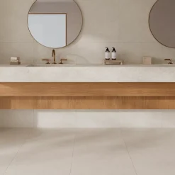 Carrelage sol et mur intérieur en grès cérame émaillé effet pierre beige mat L.60 x l.60 cm x ép.8,5 mm, Basilea-Ecoceramic Hot