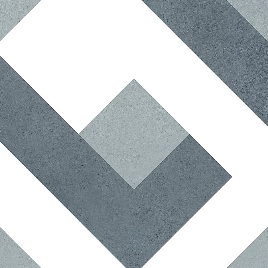 Carrelage sol et mur intérieur effet carreaux de ciment tons bleus L.20 x l.20 cm x ép.7,4 mm, Glamour Océan Mix- Best