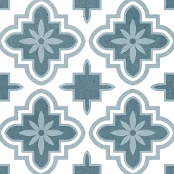 Carrelage sol et mur intérieur effet carreaux de ciment tons bleus L.20 x l.20 cm x ép.7,4 mm, Glamour Océan Mix- Best